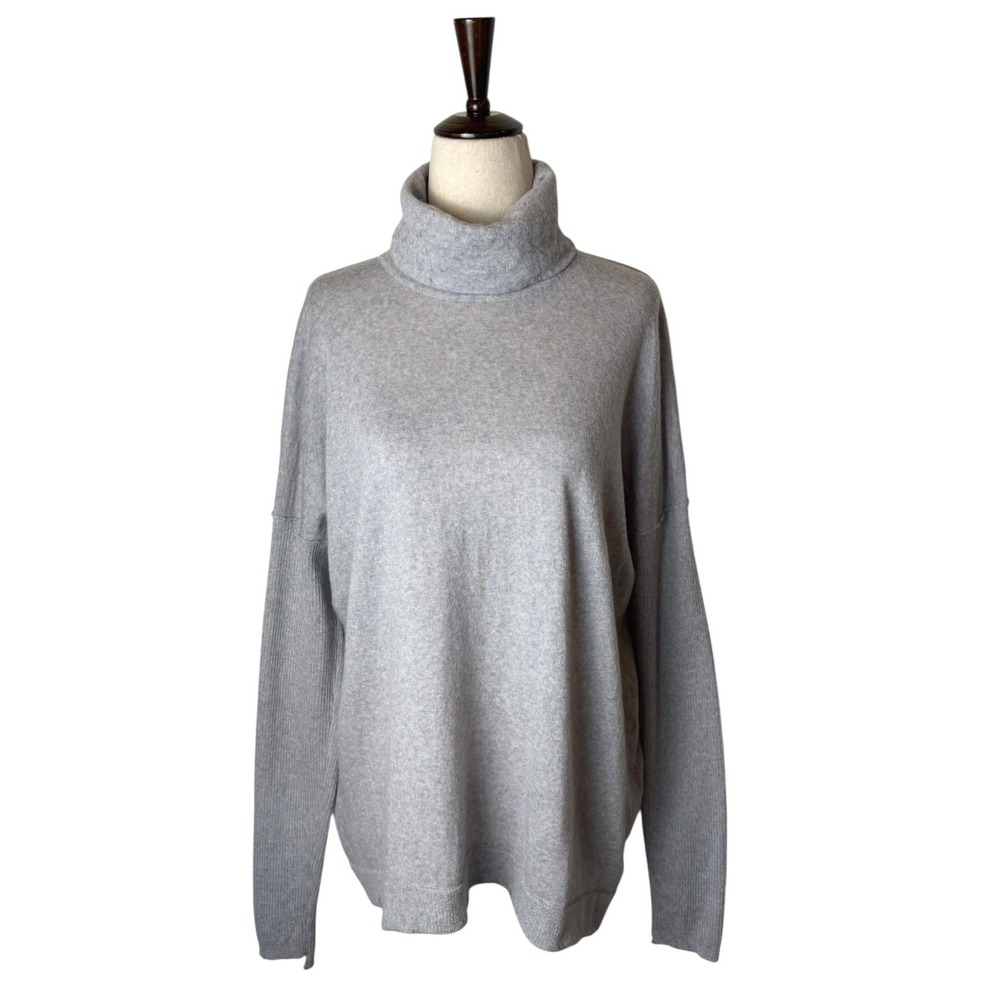 Alex Marie‎ Turtleneck Sweater Women Large Grey Wool Ribbed Sleeve Knit Preppy